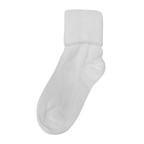 Girls Smooth Toe Turn Cuff Sock White