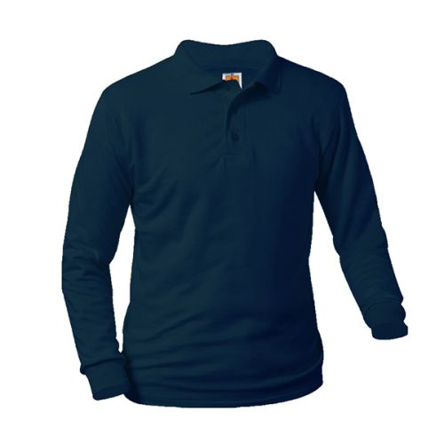 Unisex Jersey Long Sleeve Polo Dark Navy