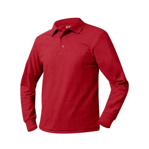 Unisex Pique Long Sleeve Polo Red