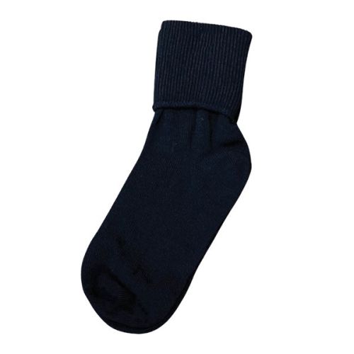 Girls Smooth Toe Turn Cuff Sock Navy