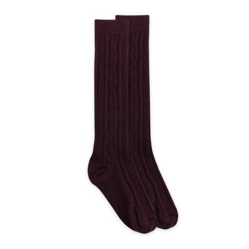 Cable Knit Knee High Burgundy