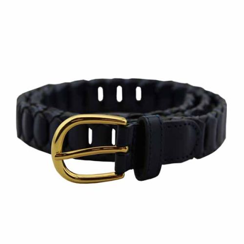 Braided Leather Belt Navy